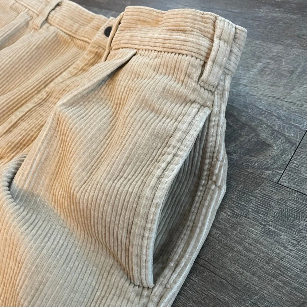 Field Gear Mens Tan Pleated Corduroy Pants‎ 36x30 Cuffed Straight Leg Cotton